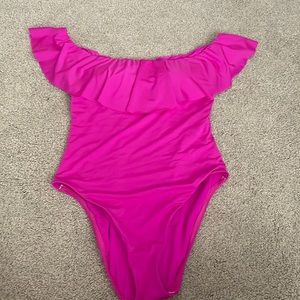 Trina truck one piece swimsuit- neon pink